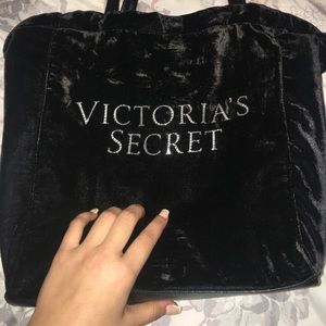 Victoria secret Black velvet tote purse